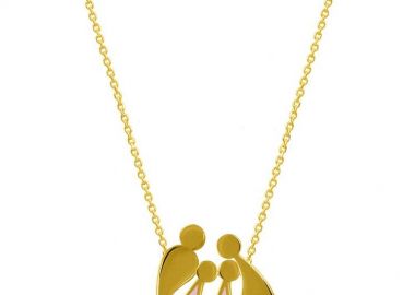 Κολιέ Από Ασήμι 925 Επιχρυσωμένο Με Οικογένεια, Μαμά, Πατέρα Και Κόρες EX16776 - AMOR AMOR - 