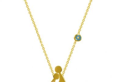 Κολιέ Από Ασήμι 925 Επιχρυσωμένο Με Οικογένεια, Μαμά Και Κόρη Με Ματάκι EX18663 - AMOR AMOR - 