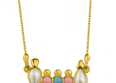 Κολιέ Από Ασήμι 925 Επιχρυσωμένο Με Οικογένεια, Μητέρα, Πατέρα, Γιό Και Κόρες EX11028 - AMOR AMOR - 