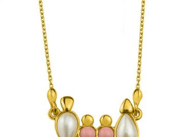 Κολιέ Από Ασήμι 925 Επιχρυσωμένο Με Οικογένεια, Μητέρα, Πατέρα Και Κόρες EX11019 - AMOR AMOR - 