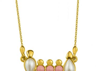 Κολιέ Από Ασήμι 925 Επιχρυσωμένο Με Οικογένεια, Μητέρα, Πατέρα Και Κόρες EX11031 - AMOR AMOR - 