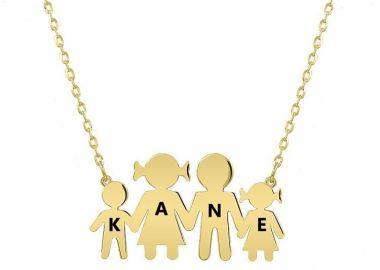 Κολιέ Από Ασήμι 925 Επιχρυσωμένο Με Οικογένεια PE70274 - AMOR AMOR - 