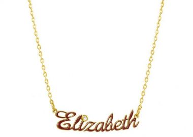 Κολιέ Από Ασήμι 925 Επιχρυσωμένο Με Όνoμα Από Σμάλτο Και Ζιρκόν PE70307 - AMOR AMOR - 