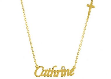 Κολιέ Από Ασήμι 925 Επιχρυσωμένο Με Όνομα Και Σταυρό PE70277 - AMOR AMOR - 