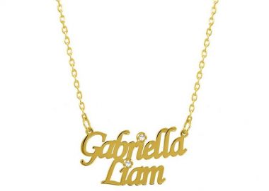 Κολιέ Από Ασήμι 925 Επιχρυσωμένο Με Ονόματα Και Ζιρκόν PE70325 - AMOR AMOR - 