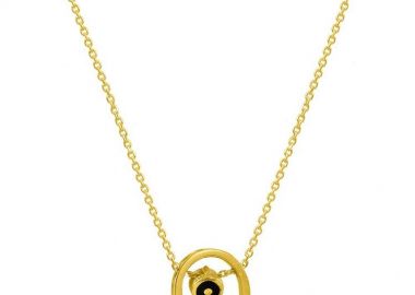 Κολιέ Από Ασήμι 925 Επιχρυσωμένο Με Πέταλο Και Ματάκι EX18638 - AMOR AMOR - 