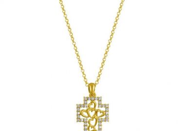 Κολιέ Από Ασήμι 925 Επιχρυσωμένο Με Σταυρό EX10961 - AMOR AMOR - 