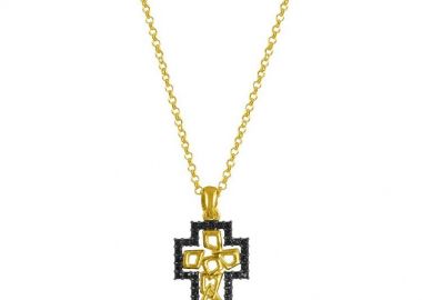 Κολιέ Από Ασήμι 925 Επιχρυσωμένο Με Σταυρό EX10964 - AMOR AMOR - 