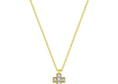 Κολιέ Από Ασήμι 925 Επιχρυσωμένο Με Σταυρό EX16602 - AMOR AMOR - 