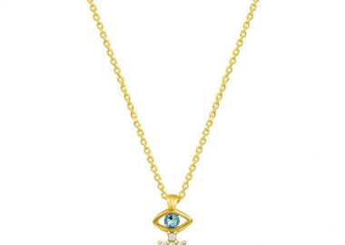 Κολιέ Από Ασήμι 925 Επιχρυσωμένο Με Σταυρό Και Ματάκι EX16548 - AMOR AMOR - 