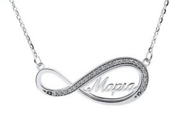 Κολιέ Από Ασήμι 925 Επιπλατινωμένο Με Άπειρο, Όνομα Και Ζιργκόν PE19607 - AMOR AMOR - 