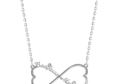 Κολιέ Από Ασήμι 925 Επιπλατινωμένο Με Άπειρο Καρδιά, Ονόματα Και Ζιρκόν PE70363 - AMOR AMOR - 