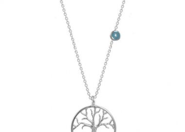 Κολιέ Από Ασήμι 925 Επιπλατινωμένο Με Δέντρο Της Ζωής Και Ματάκι EX18458 - AMOR AMOR - 