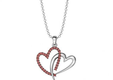 Κολιέ Από Ασήμι 925 Επιπλατινωμένο Με Καρδιές Swarovski EX14169 - AMOR AMOR - 