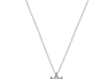 Κολιέ Από Ασήμι 925 Επιπλατινωμένο Με Κορώνα EX18440 - AMOR AMOR - 