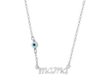 Κολιέ Από Ασήμι 925 Επιπλατινωμένο Με Mama PO10629 - AMOR AMOR - 