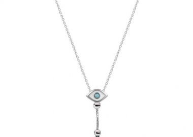 Κολιέ Από Ασήμι 925 Επιπλατινωμένο Με Ματάκι Και Σταυρό EX16667 - AMOR AMOR - 