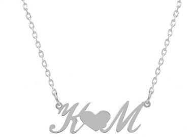 Κολιέ Από Ασήμι 925 Επιπλατινωμένο Με Μονογράμματα Και Σύμβολα PE70312 - AMOR AMOR - 