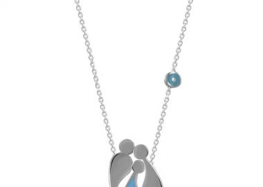 Κολιέ Από Ασήμι 925 Επιπλατινωμένο Με Οικογένεια, Μαμά, Μπαμπά Και Γιό Με Ματάκι EX18668 - AMOR AMOR - 