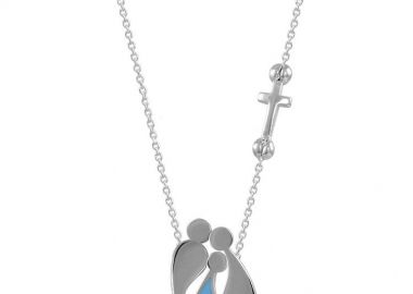 Κολιέ Από Ασήμι 925 Επιπλατινωμένο Με Οικογένεια, Μαμά, Μπαμπά Και Γιό Με Σταυρό EX18689 - AMOR AMOR - 