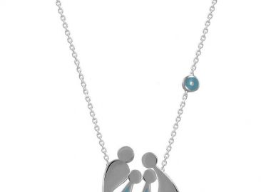 Κολιέ Από Ασήμι 925 Επιπλατινωμένο Με Οικογένεια, Μαμά, Μπαμπά Και Γιούς Με Ματάκι EX18671 - AMOR AMOR - 