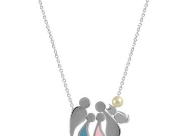 Κολιέ Από Ασήμι 925 Επιπλατινωμένο Με Οικογένεια, Μαμά, Πατέρα, Γιό, Κόρη και Γάτα EX16854 - AMOR AMOR - 