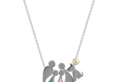 Κολιέ Από Ασήμι 925 Επιπλατινωμένο Με Οικογένεια, Μαμά, Πατέρα, Γιό, Κόρη και Σκύλο EX16851 - AMOR AMOR - 