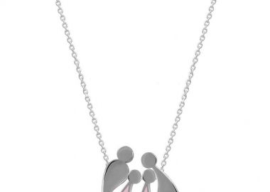 Κολιέ Από Ασήμι 925 Επιπλατινωμένο Με Οικογένεια, Μαμά, Πατέρα Και Κόρες EX16775 - AMOR AMOR - 