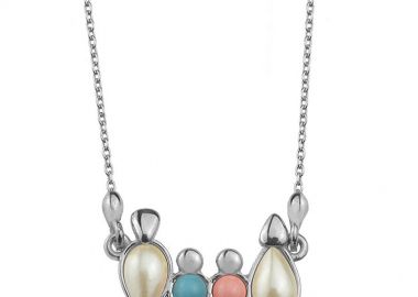 Κολιέ Από Ασήμι 925 Επιπλατινωμένο Με Οικογένεια, Μητέρα, Πατέρα, Γιό Και Κόρη EX11015 - AMOR AMOR - 