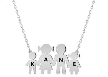 Κολιέ Από Ασήμι 925 Επιπλατινωμένο Με Οικογένεια PE70273 - AMOR AMOR - 