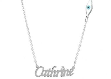 Κολιέ Από Ασήμι 925 Επιπλατινωμένο Με Όνομα Και Ματάκι PE70279 - AMOR AMOR - 