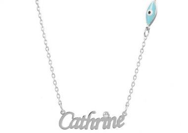 Κολιέ Από Ασήμι 925 Επιπλατινωμένο Με Όνομα Και Ματάκι PE70282 - AMOR AMOR - 