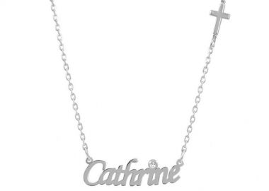 Κολιέ Από Ασήμι 925 Επιπλατινωμένο Με Όνομα Και Σταυρό PE70276 - AMOR AMOR - 