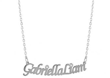 Κολιέ Από Ασήμι 925 Επιπλατινωμένο Με Ονόματα Και Ζιρκόν PE70327 - AMOR AMOR - 