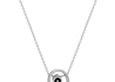 Κολιέ Από Ασήμι 925 Επιπλατινωμένο Με Πέταλο Και Ματάκι EX18637 - AMOR AMOR - 