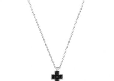 Κολιέ Από Ασήμι 925 Επιπλατινωμένο Με Σταυρό EX16598 - AMOR AMOR - 