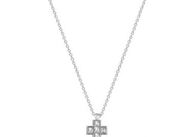 Κολιέ Από Ασήμι 925 Επιπλατινωμένο Με Σταυρό EX16601 - AMOR AMOR - 