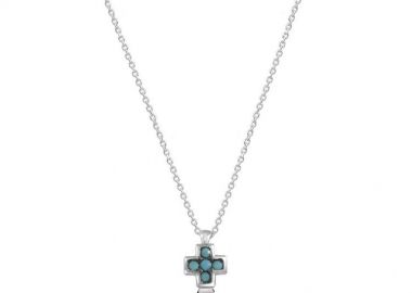 Κολιέ Από Ασήμι 925 Επιπλατινωμένο Με Σταυρό EX16688 - AMOR AMOR - 