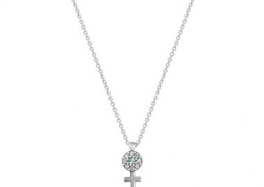 Κολιέ Από Ασήμι 925 Επιπλατινωμένο Με Σταυρό Και Ματάκι EX16556 - AMOR AMOR - 