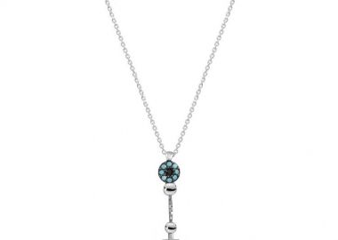 Κολιέ Από Ασήμι 925 Επιπλατινωμένο Με Σταυρό Και Ματάκι EX16631 - AMOR AMOR - 