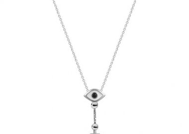 Κολιέ Από Ασήμι 925 Επιπλατινωμένο Με Σταυρό Και Ματάκι EX16676 - AMOR AMOR - 