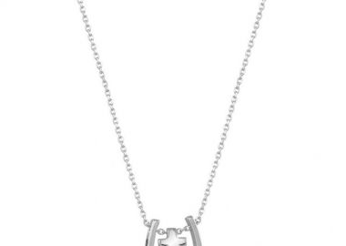 Κολιέ Από Ασήμι 925 Επιπλατινωμένο Με Σταυρό Και Πέταλο EX18571 - AMOR AMOR - 