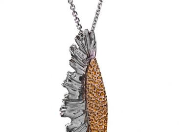 Κολιέ από ασήμι 925 γυναικείο με αλυσίδα με χειροποίητο δίχρωμο μενταγιόν -  - 