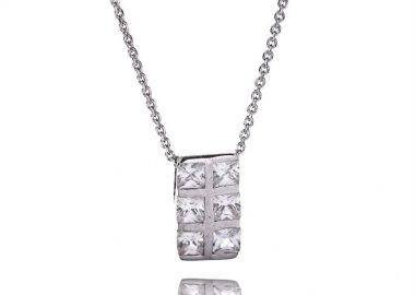 Κολιέ από ασήμι 925 γυναικείο με αλυσίδα με πέτρες ζιργκόν -  - 