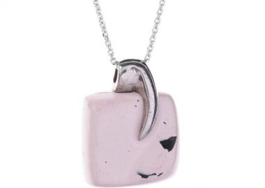 Κολιέ από ασήμι 925 γυναικείο με αλυσίδα με ρόζ πάστα -  - 