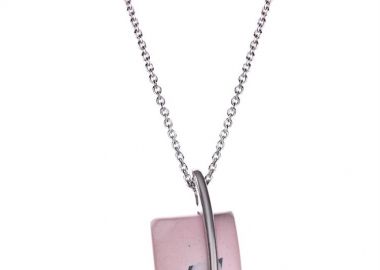 Κολιέ από ασήμι 925 γυναικείο με αλυσίδα με ρόζ πάστα -  - 