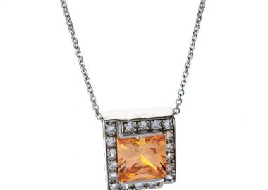 Κολιέ από ασήμι 925 γυναικείο με αλυσίδα στοιχείο νε πέτρες ζιργκόν -  - 