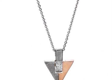 Κολιέ από ασήμι 925 και χρυσό Κ14 μενταγιόν γυναικείο με αλυσίδα ασήμι 925 -  - 