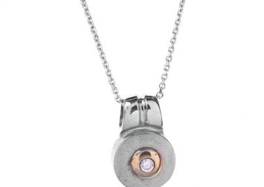 Κολιέ από ασήμι 925 και χρυσό Κ14 μενταγιόν γυναικείο με αλυσίδα ασήμι 925 -  - 