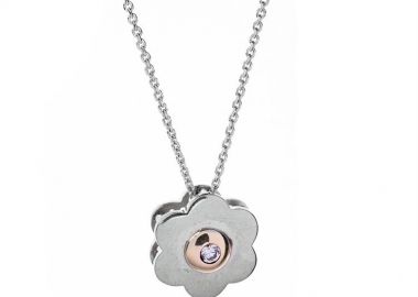 Κολιέ από ασήμι 925 και χρυσό Κ14 μενταγιόν γυναικείο με αλυσίδα ασήμι 925 -  - 